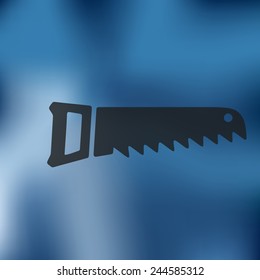 hand saw icon on blurred background