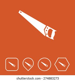 Hand Saw Icon on Flat UI Colors with Different Shapes. Eps-10.