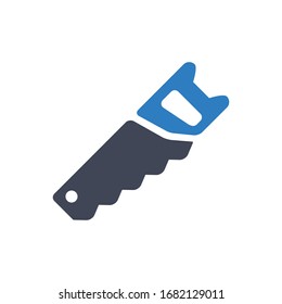 Hand-Säge-Symbol auf weißem Hintergrund