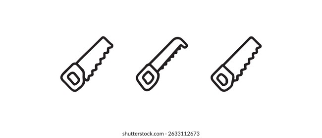 Hand saw icon set for carpentry tools Vector