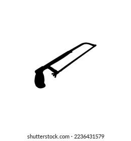 Icono de la sierra de mano. Símbolo de fondo de asociación de conservación forestal de afiche de estilo simple. Elemento de diseño del logotipo de la marca de la mano. Mano vio imprimir camisetas. vector para pegatina.
