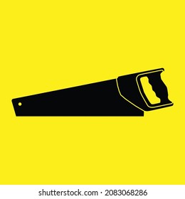 A hand saw icon symbol. Simple flat vector illustration EPS10 isolated on yellow background