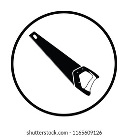Hand saw icon. Thin circle design. Vector illustration.