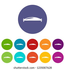 Hand saw icons color set vector for any web design on white background