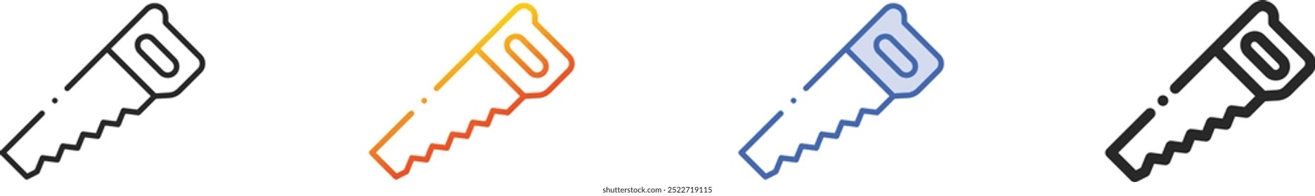 hand saw icon.Thin Linear, Gradient, Blue Stroke and bold Style Design Isolated On White Background