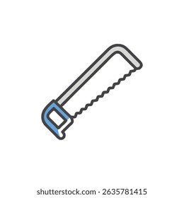 Ilustração de serra manual com alça azul no fundo branco