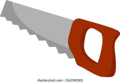 Hand saw, illustration, vector on white background.
