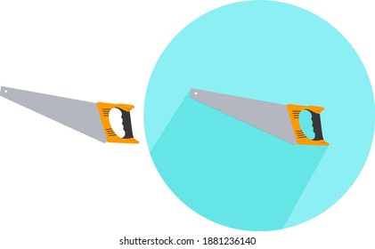 Handsäge, Illustration, Vektorgrafik auf weißem Hintergrund.