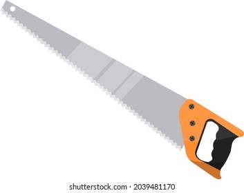 Hand saw, illustration, vector on white background.