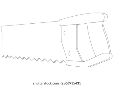 Hand Saw Line Art Vector Illustration on White Background. High-Quality Detailed Design for DIY Projects, Carpentry, and Construction