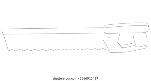 Hand Saw Line Art Vector Illustration on White Background. High-Quality Detailed Design for DIY Projects, Carpentry, and Construction