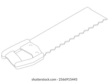 Hand Saw Line Art Vector Illustration on White Background. High-Quality Detailed Design for DIY Projects, Carpentry, and Construction