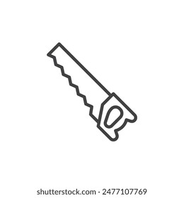 Hand saw line icon. linear style sign for mobile concept and web design. Handsaw tool outline vector icon. Symbol, logo illustration. Vector graphics