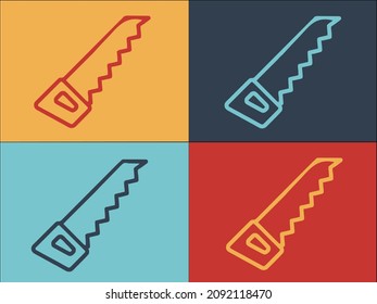 Hand Saw Logo Template, Simple Flat Icon Of Carpentry,work,saw