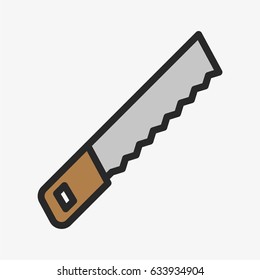 Hand Saw Minimal Color Flat Line Outline Stroke Icon Pictogram Symbol
