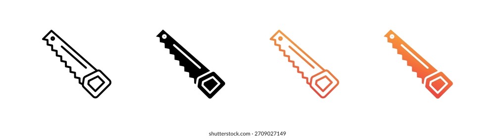 Hand Saw Multiple Style Icon Set Vector