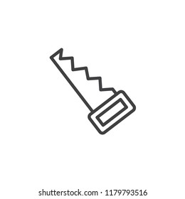 Hand Saw outline icon. linear style sign for mobile concept and web design. Hacksaw line vector icon. Symbol, logo illustration. Pixel perfect vector graphics
