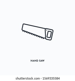 Hand saw outline icon. Simple linear element illustration. Isolated line Hand saw icon on white background. Thin stroke sign can be used for web, mobile and UI.