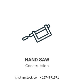 Hand saw outline vector icon. Thin line black hand saw icon, flat vector simple element illustration from editable construction concept isolated on white background