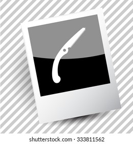 hand saw. Photoframe. Vector icon.