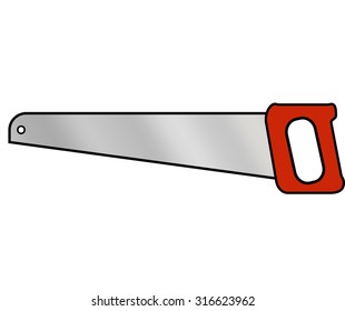 hand saw with red handle