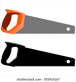 hand saw sawing on a white background vector