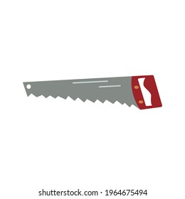 Hand saw. Sawmill tools for carpentry and woodworking. Colorful vector illustration isolated hand drawn