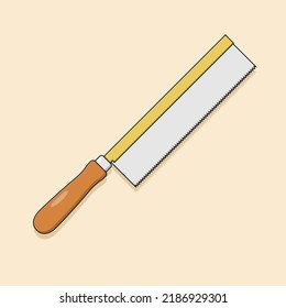 Hand Saw Scissors Vector Icon Illustration with Outline for Design Element, Clip Art, Web, Landing page, Sticker, Banner. Flat Cartoon Style