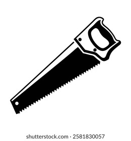 Hand saw silhouette vector illustration isolated on white background