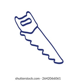 Hand saw sketch. Construction tool. Color vector instrument illustration