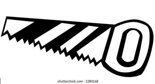 hand saw tool illustration in black and white
