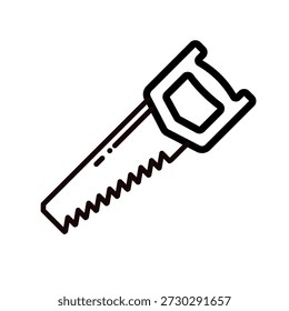 Hand saw tool line vector icon