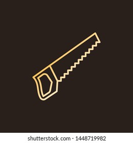 Hand saw vector concept linear creative icon - hacksaw outline sign on dark background 