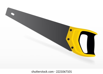 Hand Saw. Vector Hacksaw Isolated Illustration. Carpenter Tool, Wood Cutting Equipment