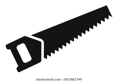 Hand saw vector icon isolated on white background. Simple flat illustration of carpenter work tool.