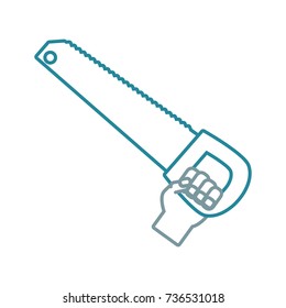 hand with saw  vector  illustration