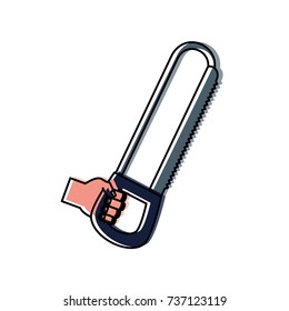  hand  with saw  vector illustration