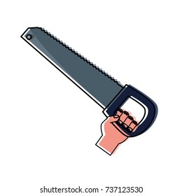   hand with  saw vector illustration