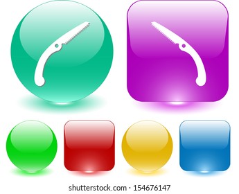 Hand saw. Vector interface element.