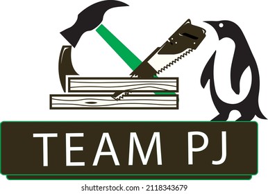 Hand saw wood logo design.