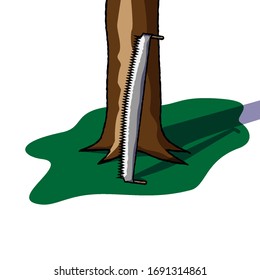Hand saw for wood. Vector illustration