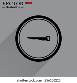 Hand saw woodworking instrument icon, vector illustration, EPS 10