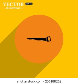 Hand saw woodworking instrument icon, vector illustration, EPS 10