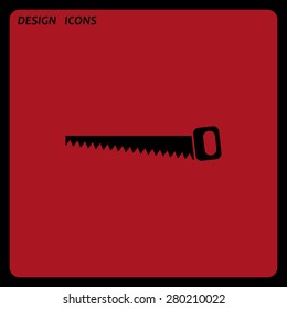 Hand saw woodworking instrument icon. icon. vector design. Flat design style 