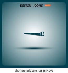 Hand saw woodworking instrument icon. icon. vector design