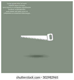 Hand saw woodworking instrument icon. icon. vector design