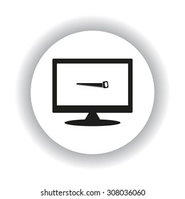 Hand saw woodworking instrument icon. icon. vector design