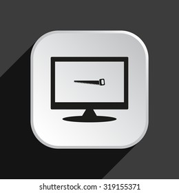 Hand saw woodworking instrument icon. icon. vector design