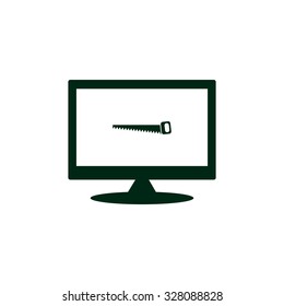 Hand saw woodworking instrument icon. icon. vector design