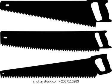 Hand saws in a set. Vector image.